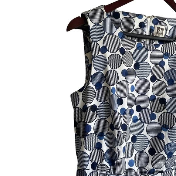 Anne Klein Women Dress 10 Geometric Dot Pockets Belt Flare Career Travel Event - Picture 12 of 12